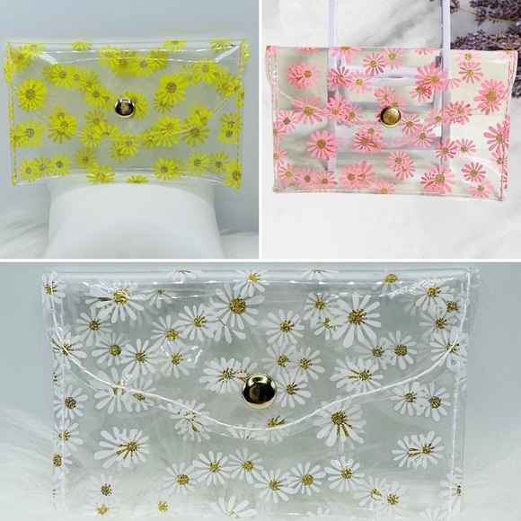 Floral Clear Card Case Wallet Bundle 3 - Picture 1 of 10